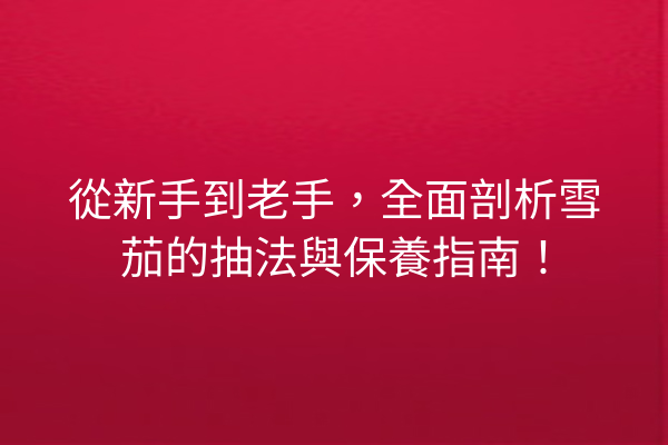 從新手到老手，全面剖析雪茄的抽法與保養指南！