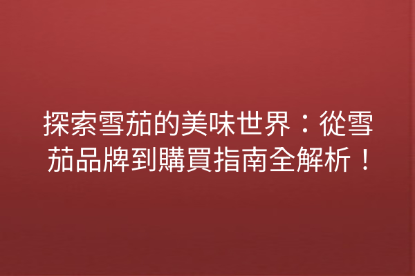 探索雪茄的美味世界：從雪茄品牌到購買指南全解析！