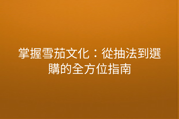 掌握雪茄文化：從抽法到選購的全方位指南