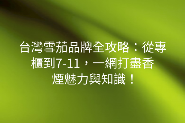 台灣雪茄品牌全攻略:從專櫃到7-11,一網打盡香煙魅力與知識!
