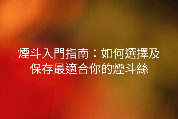 煙斗入門指南：如何選擇及保存最適合你的煙斗絲