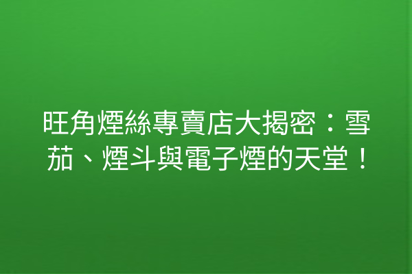 旺角煙絲專賣店大揭密：雪茄、煙斗與電子煙的天堂！