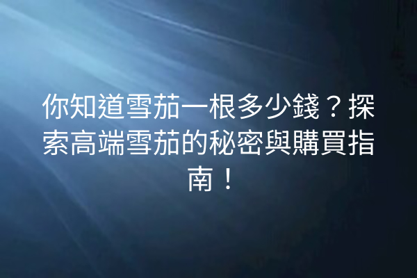 你知道雪茄一根多少錢?探索高端雪茄的秘密與購買指南!