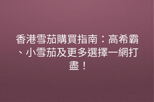 香港雪茄購買指南：高希霸、小雪茄及更多選擇一網打盡！