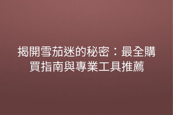 揭開雪茄迷的秘密：最全購買指南與專業工具推薦