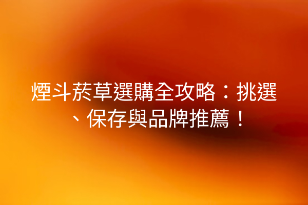 煙斗菸草選購全攻略：挑選、保存與品牌推薦！
